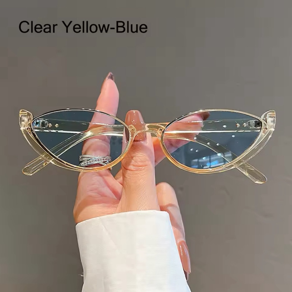 Clear Yellow Blue Cat Eye Oversized | Leopard Print Vintage Style Sunglasses